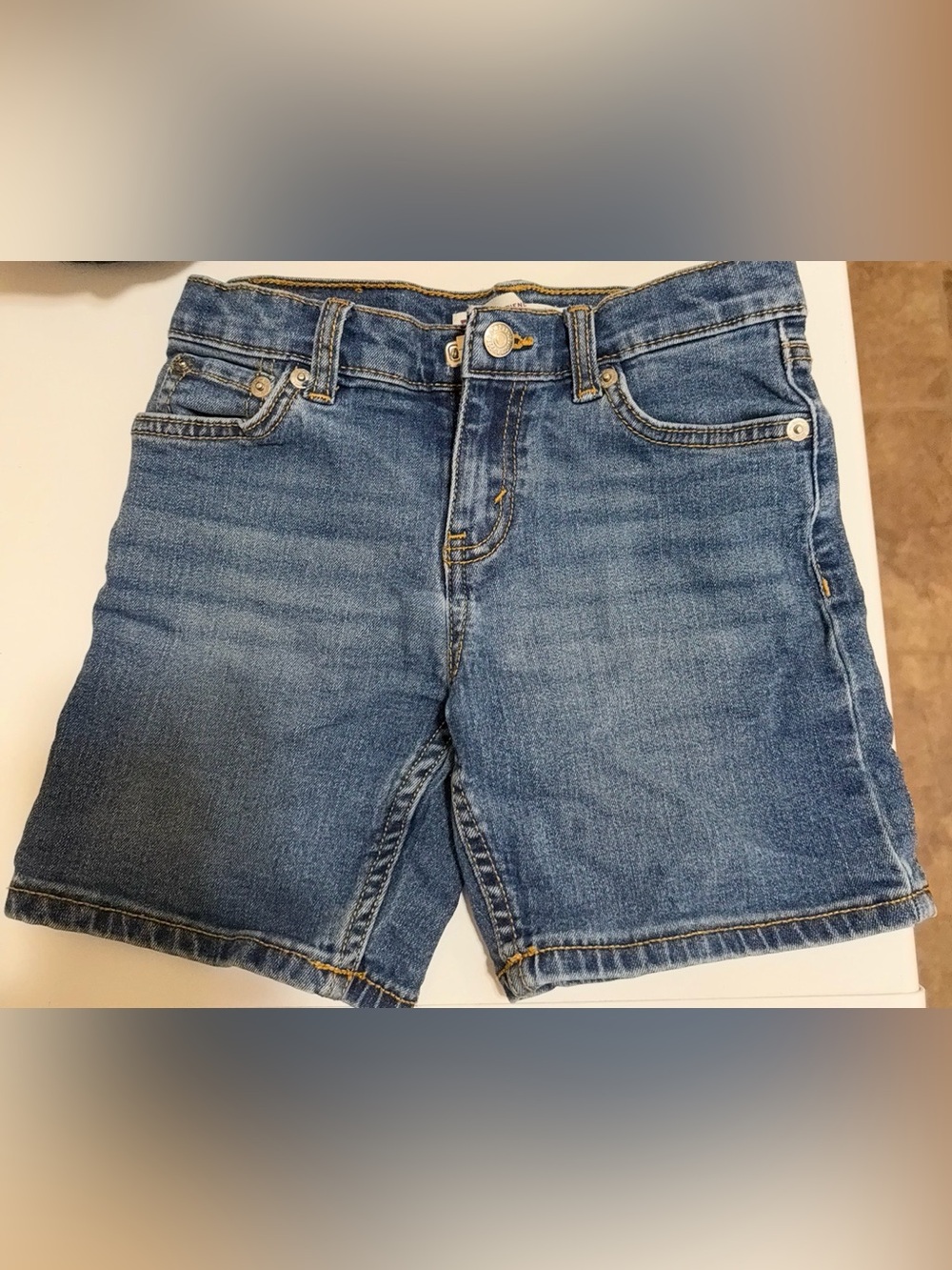 Levi's Light Blue Girlfriend Shorts with Gold Stitching
